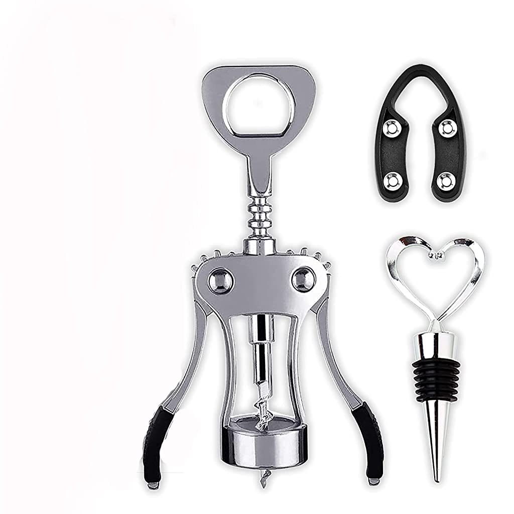 HASTHIP 3PCS Upgrade Multifunctional Wing Corkscrew Beer Bottle Opener Gift Set with Bottles Stopper and Foil Cutter Waiters Cork Remover for Kitchen,Restaurant,Chateau Bars HASTHIP 3PCS Upgrade Multifunctional Wing Corkscrew Beer Bottle Opener Gift Set with Bottles Stopper and Foil Cutter Waiters Cork Remover for Kitchen,Restaurant,Chateau Bars